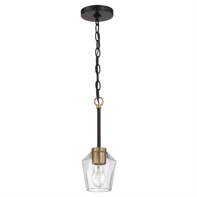 Craftmade 56991-FBSB Avante Grand 1 Light Mini Pendant in Flat Black / Satin Brass