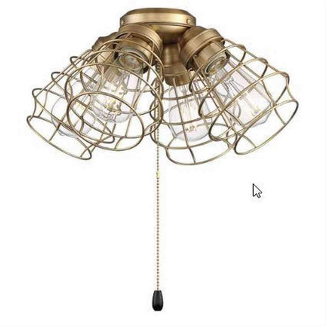 Craftmade LK405101-FB-LED 4 Light Cage Ceiling Fan Light Kit in Flat Black