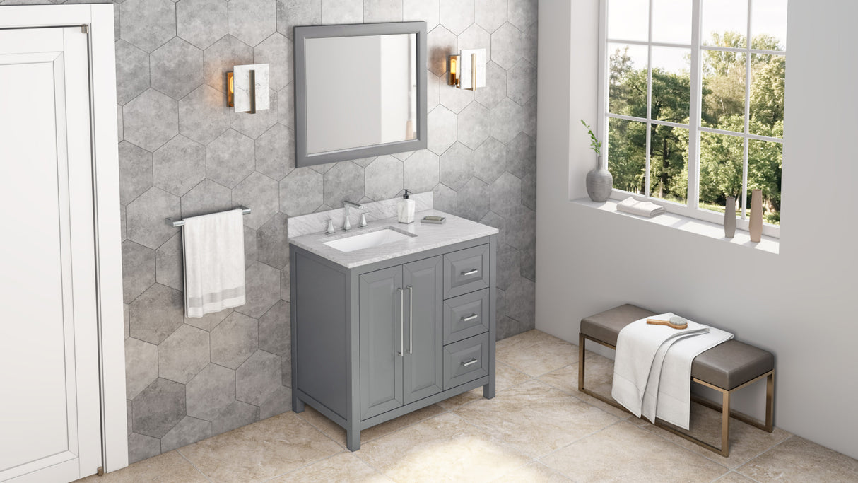 Jeffrey Alexander Cade 36" Grey Single Sink Bathroom Vanity with White Quartz Top - 8 in. Widespread Faucet Top product image 7