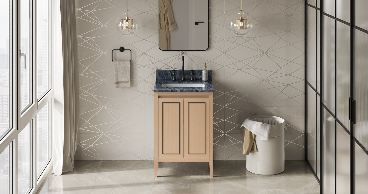 Jeffrey Alexander Percival 24" Natural Oak Single Sink Bathroom Vanity with Grey Marble Top - 8 in. Widespread Faucet Top product image 6