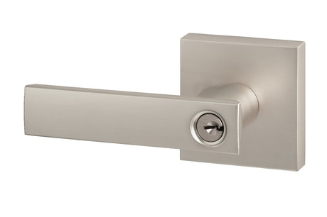 Sure-Loc Hardware CT107 15 keyed entry keyed entry door lever in satin nickel, front view