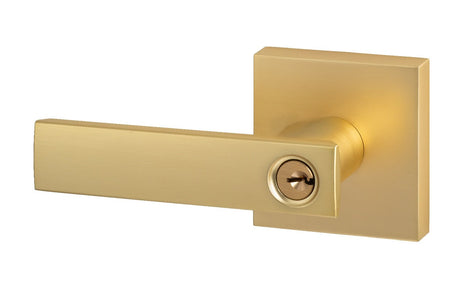 Sure-Loc Hardware CT107 SB keyed entry keyed entry door lever in polished brass, additional view