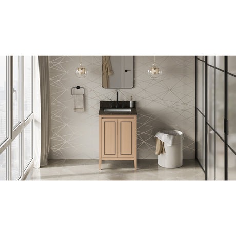 Jeffrey Alexander Percival 24" Natural Oak Single Sink Bathroom Vanity with Blue Limestone Top - 8 in. Widespread Faucet Top