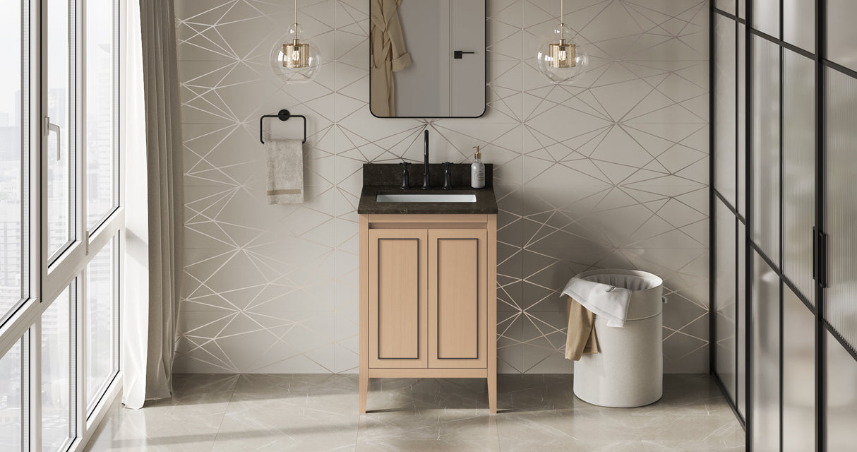Jeffrey Alexander Percival 24" Natural Oak Single Sink Bathroom Vanity with Blue Limestone Top - 8 in. Widespread Faucet Top product image 6