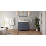 Jeffrey Alexander Katara 37" Blue Steel Single Sink Bathroom Vanity with White Resin Top - 8 in. Widespread Faucet Top