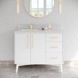 Jeffrey Alexander Dashwood White Single Sink Bathroom Vanity with White Carrara Marble Top - 8 in. Widespread Faucet Top - VKITDAS42WHWCR