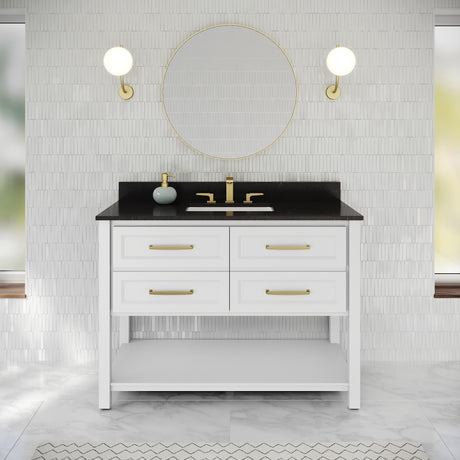 Jeffrey Alexander Kipling 49" White Single Sink Bathroom Vanity with Black Granite Top - Single-Hole Faucet Top