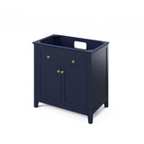 Jeffrey Alexander Chatham 36" Hale Blue Single Sink Bathroom Vanity with White Carrara Marble Top - 8 in. Widespread Faucet Top product image 3