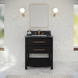 Jeffrey Alexander Kipling 31" Black Single Sink Bathroom Vanity with Grey Marble Top - Single-Hole Faucet Top