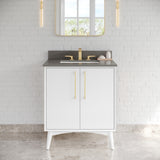 Jeffrey Alexander Dashwood White Single Sink Bathroom Vanity with Grey Quartz Top - Single-Hole Faucet Top - VKITDAS30WHGQR