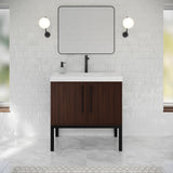 Jeffrey Alexander Tempest 36" Dark Walnut Single Sink Bathroom Vanity with White Resin Top - Single-Hole Faucet Top - VKTEM36DWSQRE product image 2