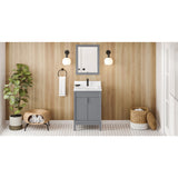 Jeffrey Alexander Theodora 24" Grey Single Sink Bathroom Vanity with White Quartz Top - 8 in. Widespread Faucet Top - VKITTHE24GRWQR1