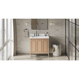 Jeffrey Alexander Percival 36" Natural Oak Single Sink Bathroom Vanity with White Quartz Top - 8 in. Widespread Faucet Top