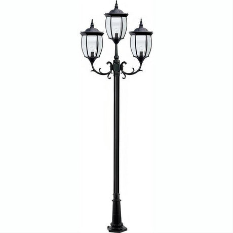 Dabmar Lighting GM1023-L18-30K-B Cast Alum 3 Post Top Fixture Pole + Base 120V E26 3X LED 6W 30K Black