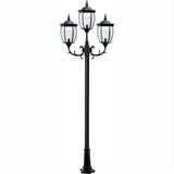 Dabmar Lighting GM1023-L18-60K-B Cast Alum 3 Post Top Fixture Pole + Base 120V E26 3X LED 6W 60K Black