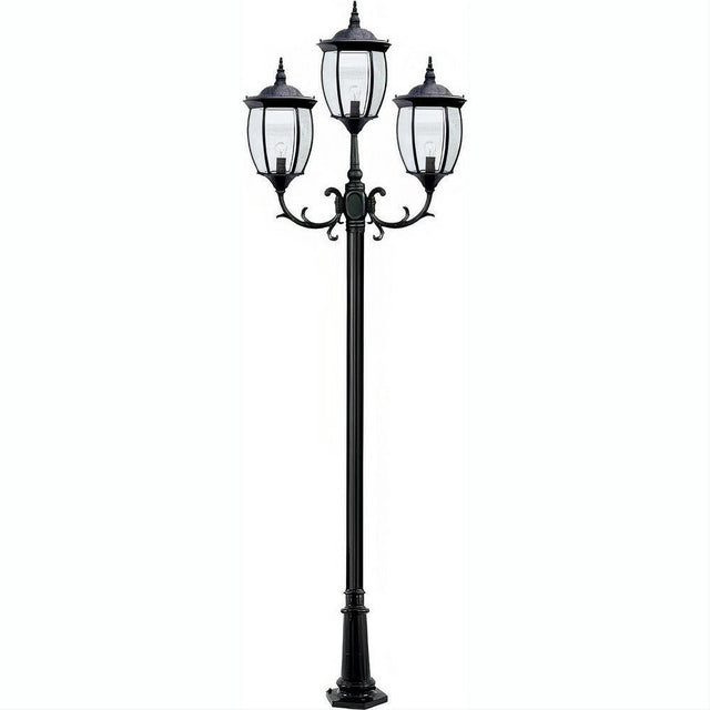 Dabmar Lighting GM1023-L18-60K-B Cast Alum 3 Post Top Fixture Pole + Base 120V E26 3X LED 6W 60K Black