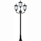 Dabmar Lighting GM1023-L18-RGBW-B Cast Alum 3 Post Top Fixture Pole + Base 86V-265V E26 3X LED 6W RGBW Black