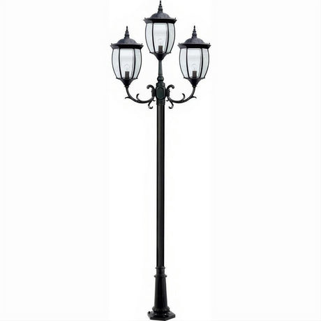 Dabmar Lighting GM1023-L18-RGBW-B Cast Alum 3 Post Top Fixture Pole + Base 86V-265V E26 3X LED 6W RGBW Black