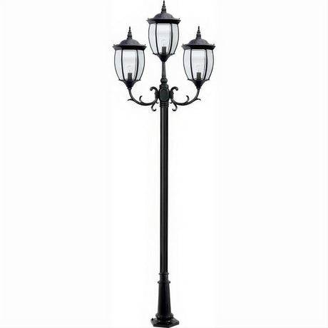 Dabmar Lighting GM1023-L54-65K-B Cast Alum 3 Post Top Fixture Pole + Base 120V E26 3X LED 18W 65K Black