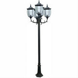 Dabmar Lighting GM1025-L90-65K-B Cast Alum 5 Post Top Fixture Pole + Base 120V E26 5X LED 18W 65K Black