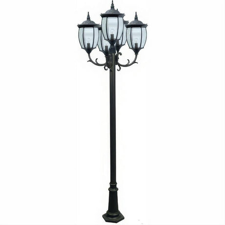 Dabmar Lighting GM1025-L90-65K-B Cast Alum 5 Post Top Fixture Pole + Base 120V E26 5X LED 18W 65K Black