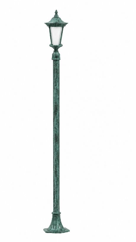 Dabmar Lighting GM1121-L18-65K-VG Cast Alum 1 Post Top Fixture Pole + Base 120V E26 LED 18W 65K Verde Green