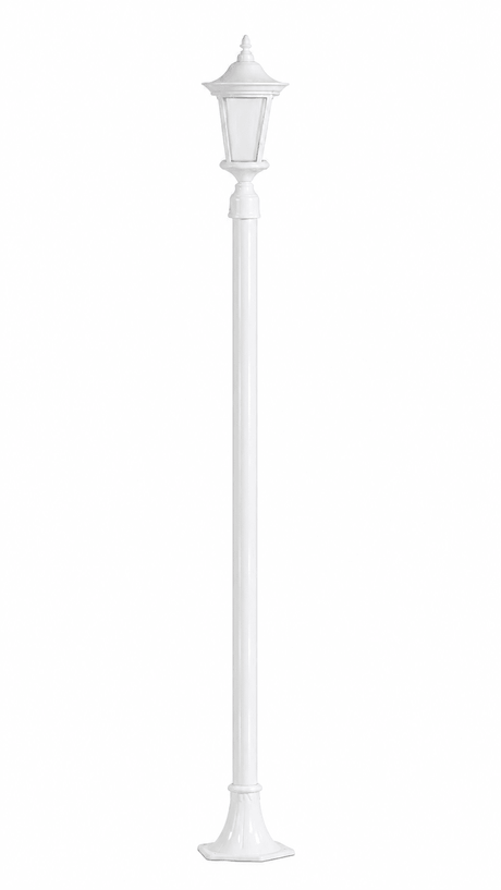 Dabmar Lighting GM1121-L18-65K-W Cast Alum 1 Post Top Fixture Pole + Base 120V E26 LED 18W 65K White