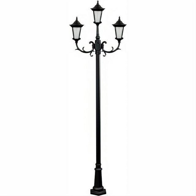 Dabmar Lighting GM1123-B Cast Alum 3 Post Top Fixture Pole + Base 120V E26 3X No Lamp Black
