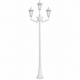 Dabmar Lighting GM1123-L18-60K-W Cast Alum 3 Post Top Fixture Pole + Base 120V E26 3X LED 6W 60K White