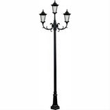 Dabmar Lighting GM1123-L18-RGBW-B Cast Alum 3 Post Top Fixture Pole + Base 86V-265V E26 3X LED 6W RGBW Black
