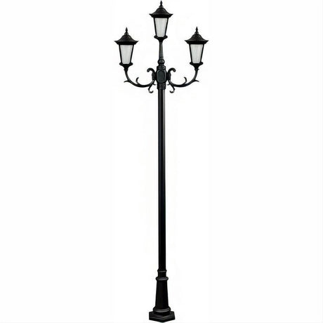 Dabmar Lighting GM1123-L27-40K-B Cast Alum 3 Post Top Fixture Pole + Base 120V GU24 3X LED 9W 40K Black