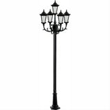 Dabmar Lighting GM1125-B Cast Alum 5 Post Top Fixture Pole + Base 120V E26 5X No Lamp Black