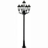 Dabmar Lighting GM1125-L45-27K-B Cast Alum 5 Post Top Fixture Pole + Base 120V GU24 5X LED 9W 27K Black