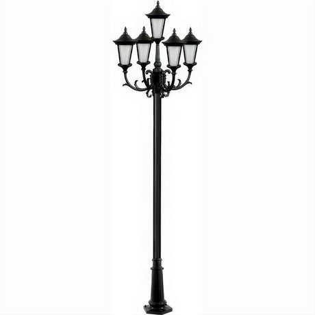 Dabmar Lighting GM1125-L45-27K-B Cast Alum 5 Post Top Fixture Pole + Base 120V GU24 5X LED 9W 27K Black
