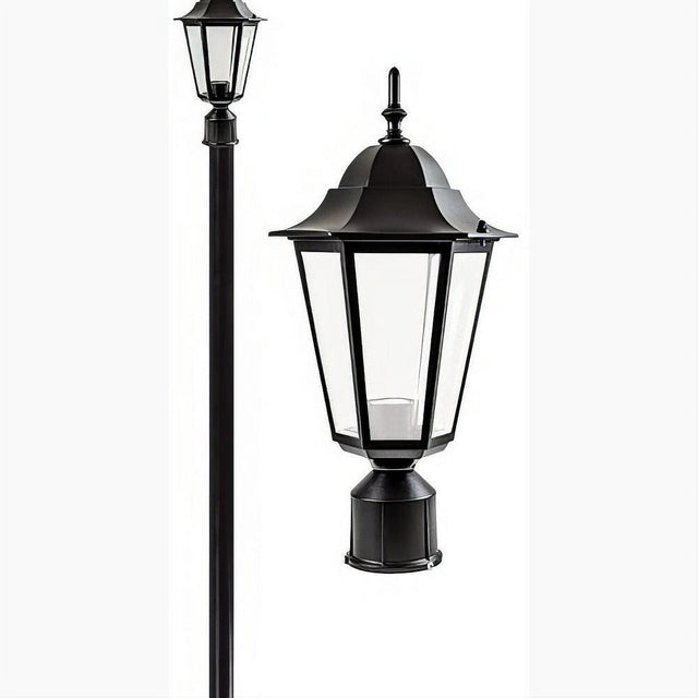 Dabmar Lighting GM1321S-L6-30K-B-FR-FR Cast Alum 1 Post Top Fixture Pole + Base 120V E26 LED 6W 30K Frost Black