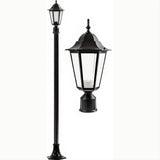 Dabmar Lighting GM1321S-L6-RGBW-B-FR-FR Cast Alum 1 Post Top Fixture Pole + Base 86V-265V E26 LED 6W RGBW Frost Black