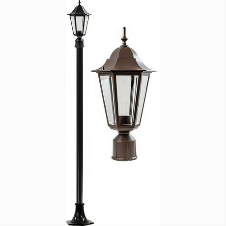 Dabmar Lighting GM1321S-L9-27K-BZ Cast Alum 1 Post Top Fixture Pole + Base 120V GU24 LED 9W 27K Bronze