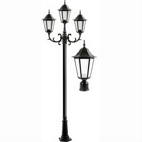 Dabmar Lighting GM1323S-B-FR-FR Cast Alum 3 Post Top Fixture Pole + Base 120V E26 3X No Lamp Frost Black