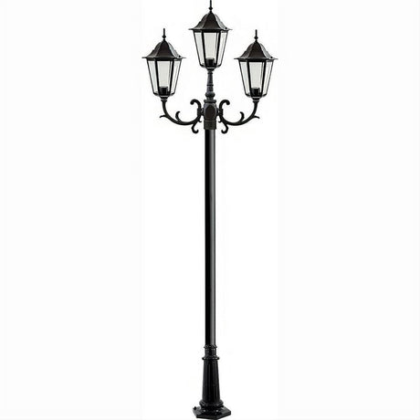 Dabmar Lighting GM1323S-L18-60K-B Cast Alum 3 Post Top Fixture Pole + Base 120V E26 3X LED 6W 60K Black