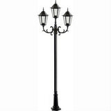 Dabmar Lighting GM1323S-L18-RGBW-B Cast Alum 3 Post Top Fixture Pole + Base 86V-265V E26 3X LED 6W RGBW Black