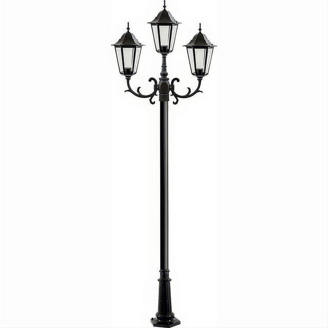 Dabmar Lighting GM1323S-L18-RGBW-B Cast Alum 3 Post Top Fixture Pole + Base 86V-265V E26 3X LED 6W RGBW Black
