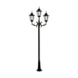 Dabmar Lighting GM1323S-L54-65K-B Cast Alum 3 Post Top Fixture Pole + Base 120V E26 3X LED 18W 65K Black