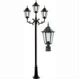 Dabmar Lighting GM1323S-L54-65K-VG-FR-FR Cast Alum 3 Post Top Fixture Pole + Base 120V E26 3X LED 18W 65K Frost Verde Green