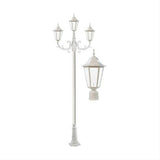 Dabmar Lighting GM1323S-L54-65K-W Cast Alum 3 Post Top Fixture Pole + Base 120V E26 3X LED 18W 65K White