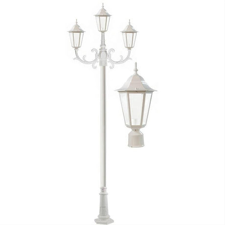 Dabmar Lighting GM1323S-W Cast Alum 3 Post Top Fixture Pole + Base 120V E26 3X No Lamp White