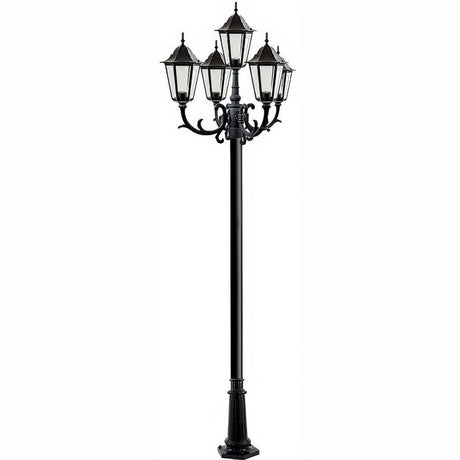 Dabmar Lighting GM1325S-B-FR-FR Cast Alum 5 Post Top Fixture Pole + Base 120V E26 5X No Lamp Frost Black