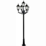 Dabmar Lighting GM1325S-L30-30K-B Cast Alum 5 Post Top Fixture Pole + Base 120V E26 5X LED 6W 30K Black