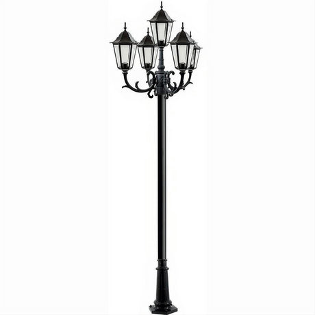 Dabmar Lighting GM1325S-L30-60K-B Cast Alum 5 Post Top Fixture Pole + Base 120V E26 5X LED 6W 60K Black