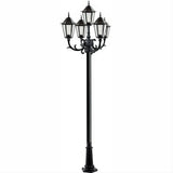 Dabmar Lighting GM1325S-L30-RGBW-B-FR-FR Cast Alum 5 Post Top Fixture Pole + Base 86V-265V E26 5X LED 6W RGBW Frost Black