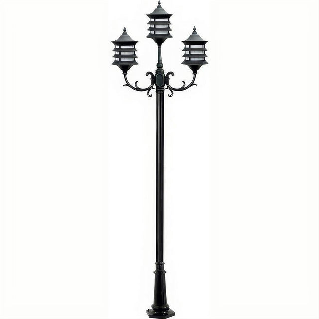 Dabmar Lighting GM1823-B Cast Alum 3 Post Top Fixture Pole + Base 120V E26 3X No Lamp Black